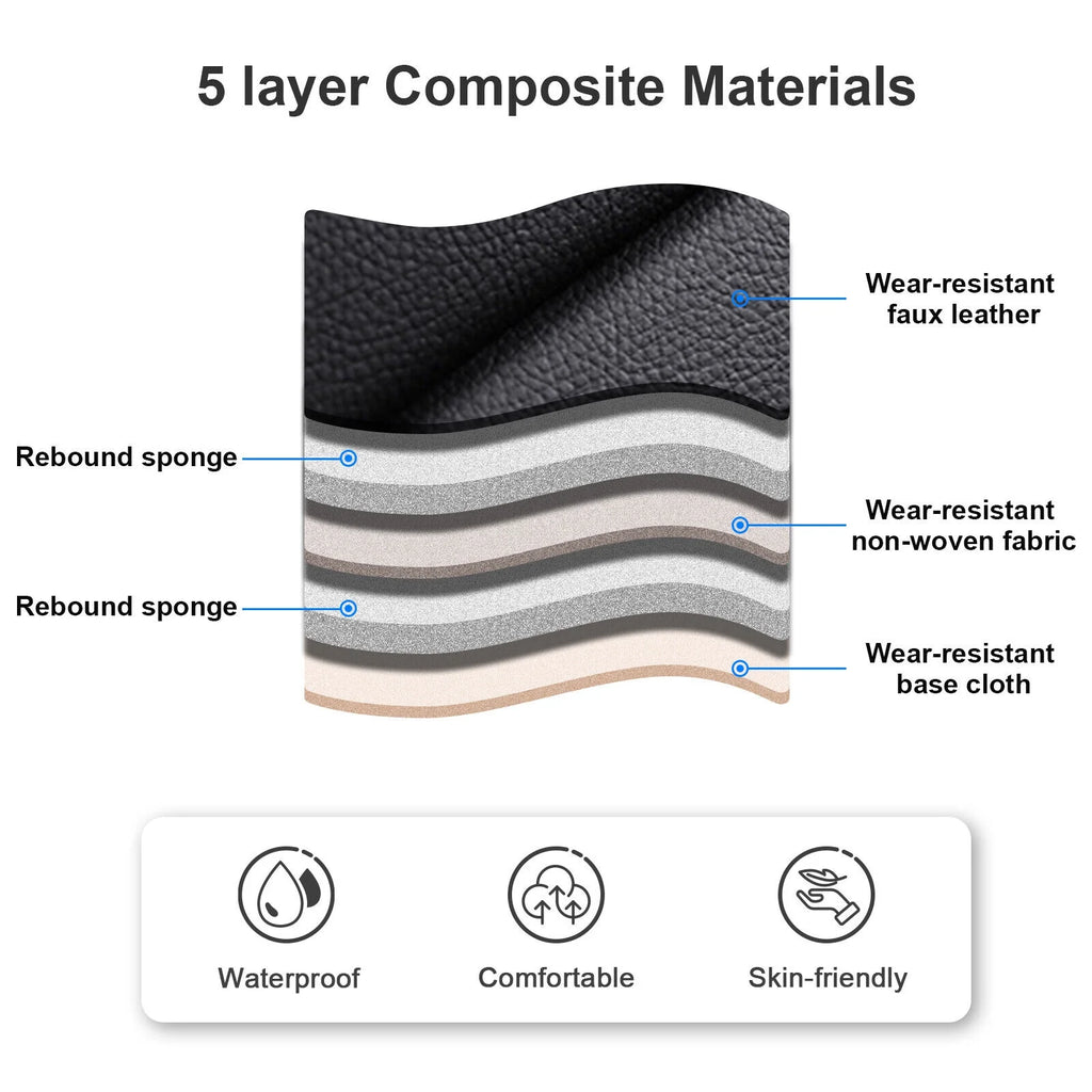 Black Waterproof Pu Leather Full Set Car Seat Covers W276630