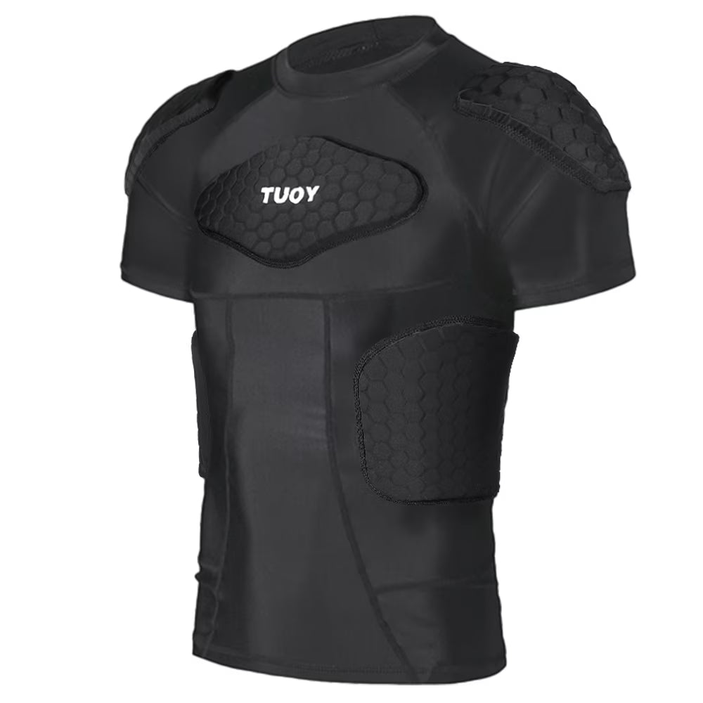 Men Padded Compression Football Shirt Chest Protector Size L I245713