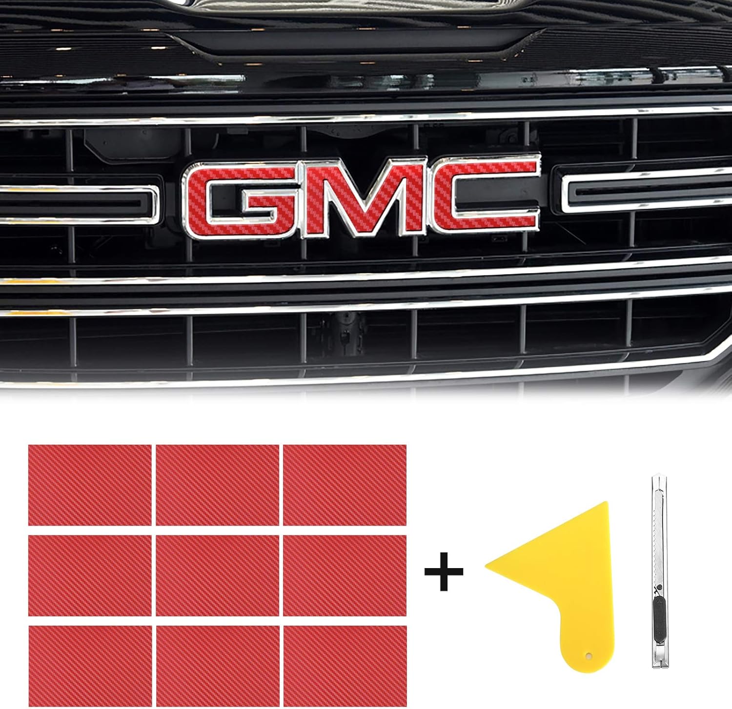 9 Pcs Carbon Fiber Vinyl Wrap Emblem Kit A453