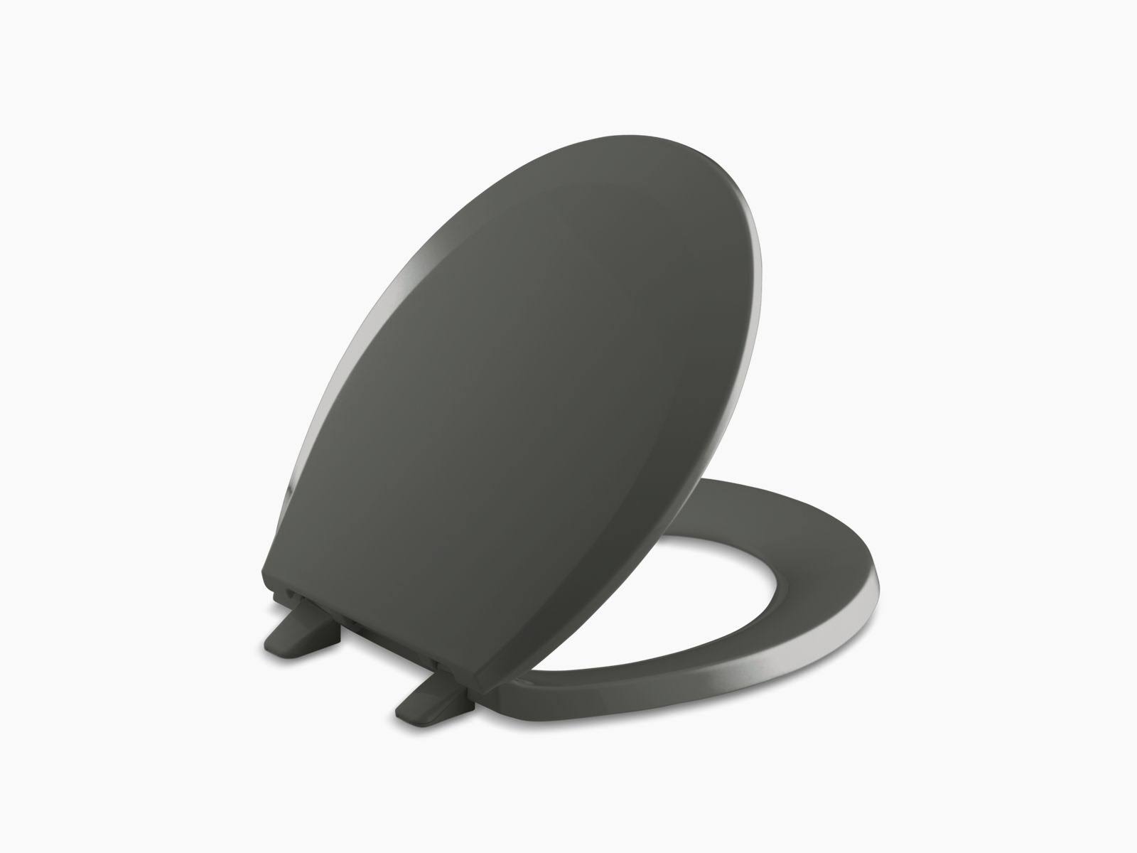 Thunder Grey Round-Front Toilet Seat with Quick-Release Hinges O854957