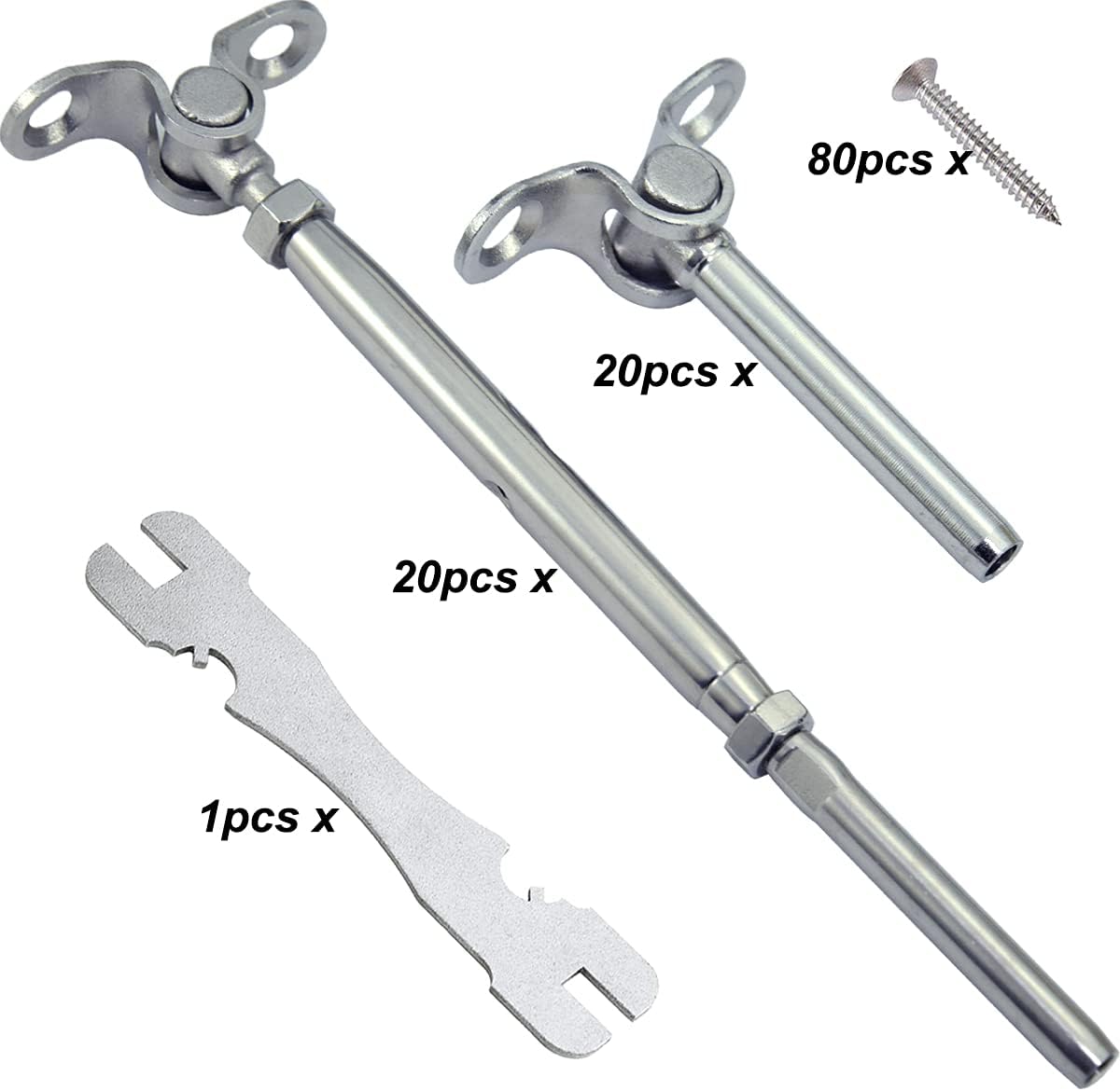 20 Pairs Stainless Steel Cable Railing Hardware Kit S911