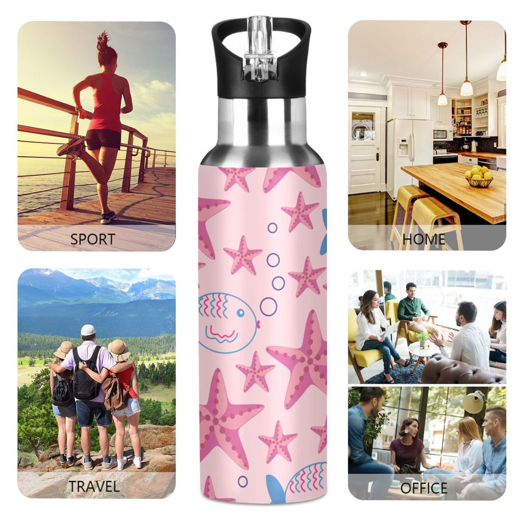 Stainless Steel Insulated Thermos Vacuum Flask Water Bottle with Straw Lid I94058