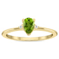 Pear Shaped Peridot and Diamond Band in 10K Yellow Gold I4444
