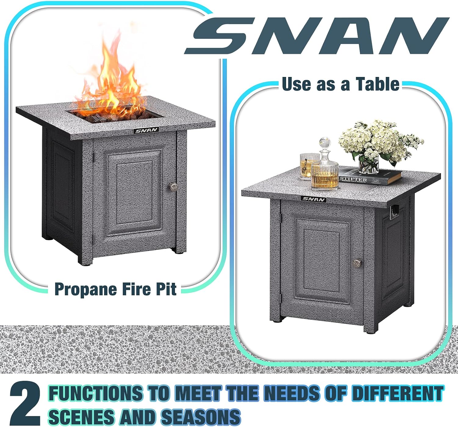 28 Inch Black Steel Propane Fire Pit Table F86605