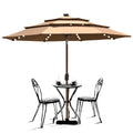 Tan 9ft 3 Tiers Market Umbrella with 80 LED Lights I16411