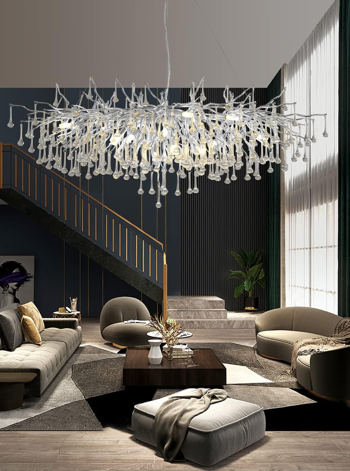 Silver Modern Crystal Chandelier L9638