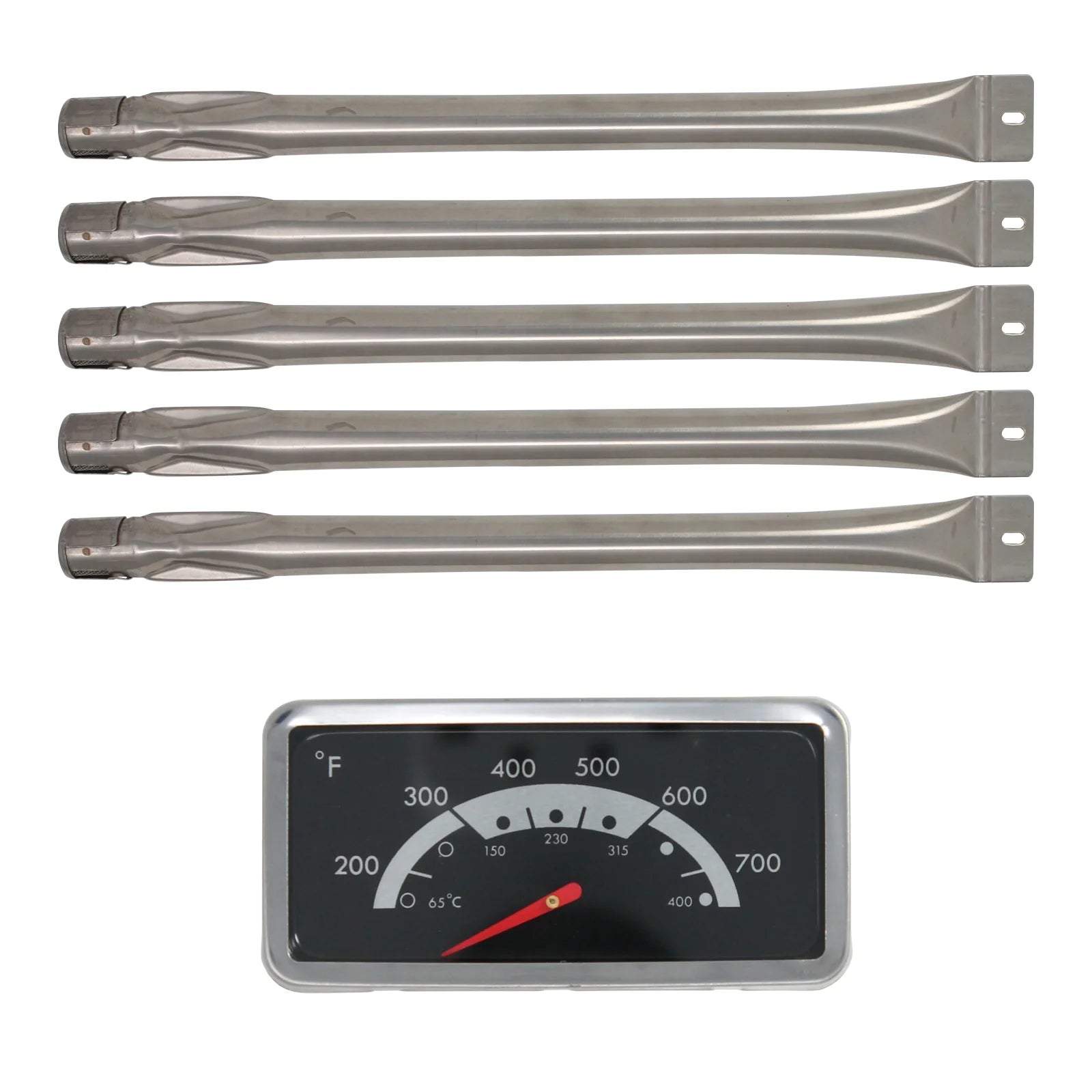 5 BBQ Gas Grill Tube Burner & 1 Thermometer Heat Indicator Replacement Parts W31762
