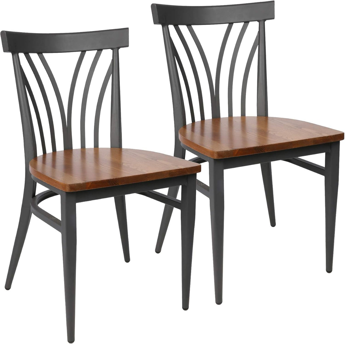 2 Set Dining Side Chairs with Wooden Seat and Metal Legs M339053
