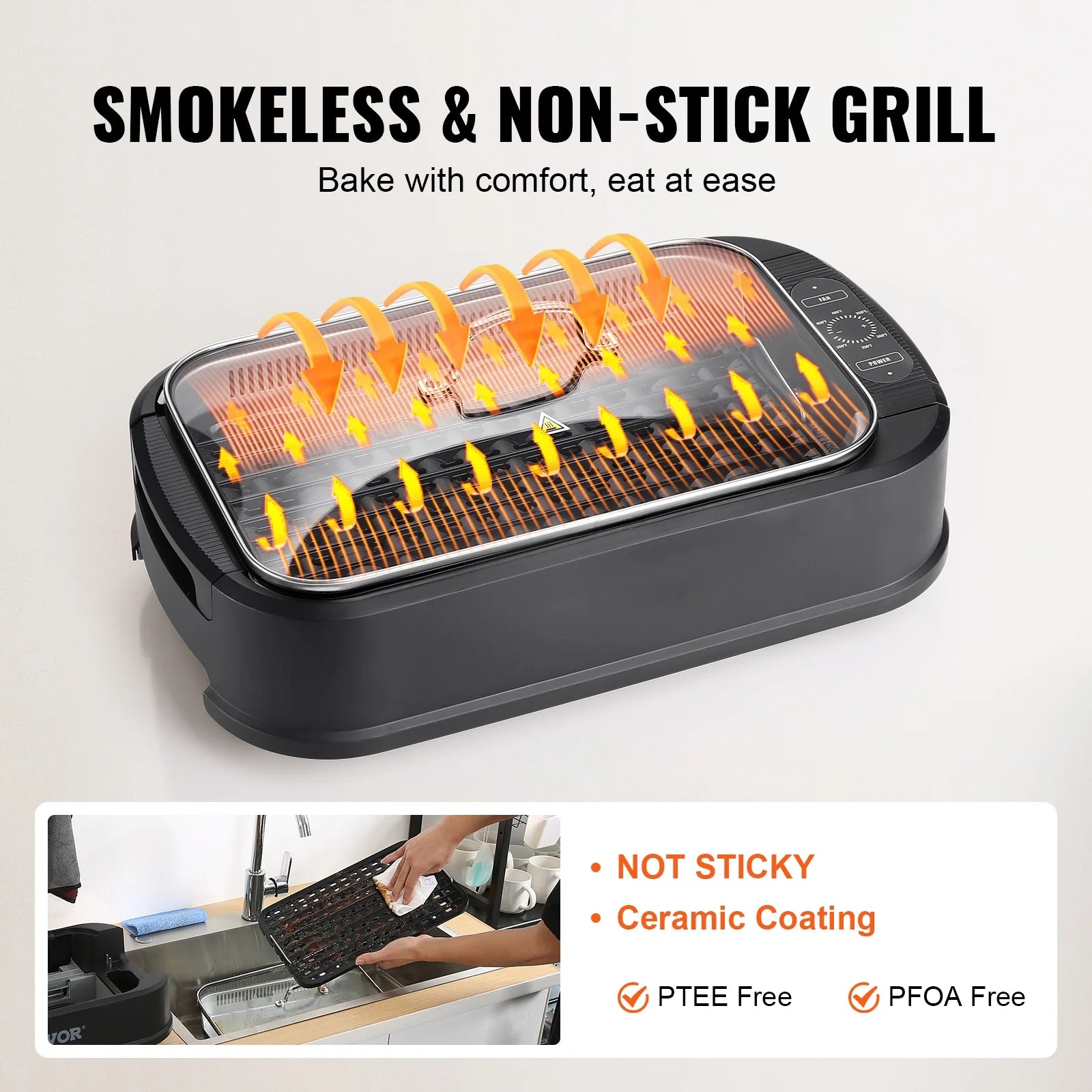 Smokeless Indoor BBQ Grill 1500W Nonstick C8204