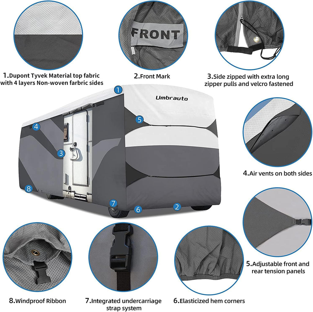 Gray/White Motorhome Cover with Adhesive Repair Patch L94054