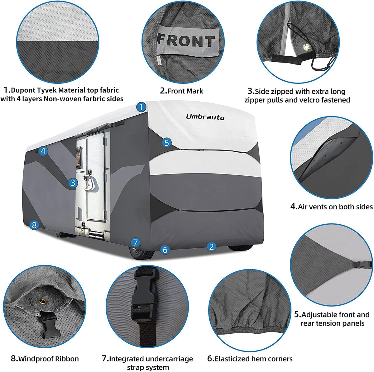 Gray/White Motorhome Cover with Adhesive Repair Patch L94054