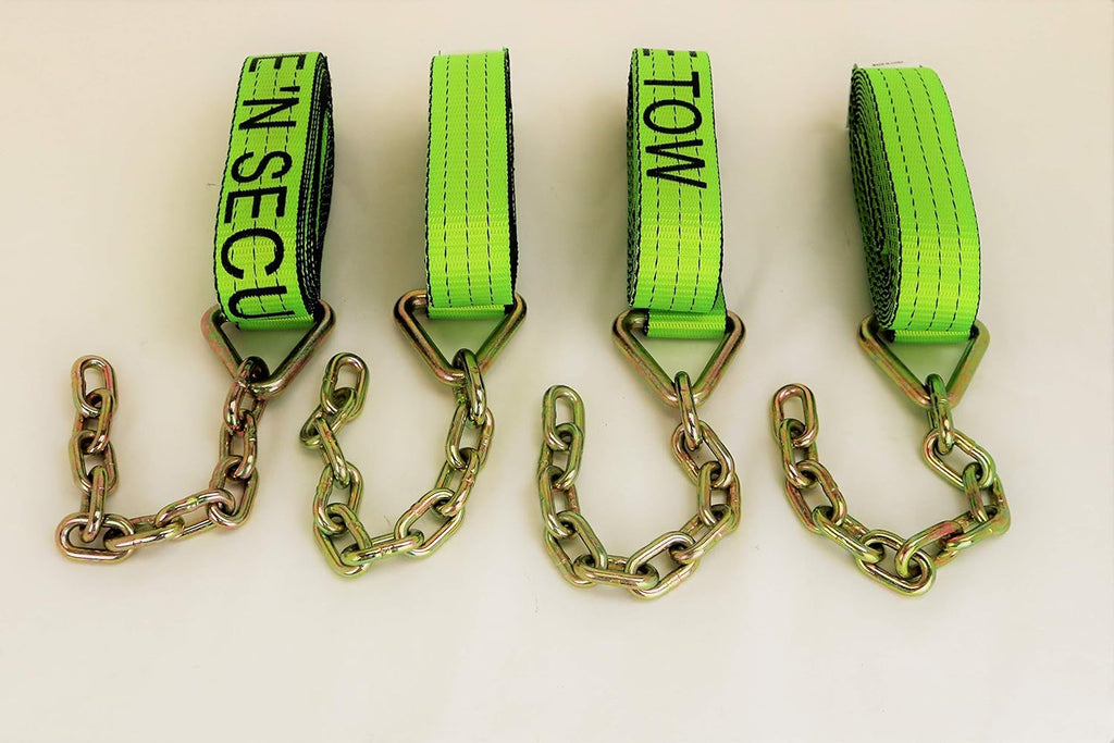 4 Pack 2" X 14' Heavy Duty Strap with 12" Chain Tail E5871