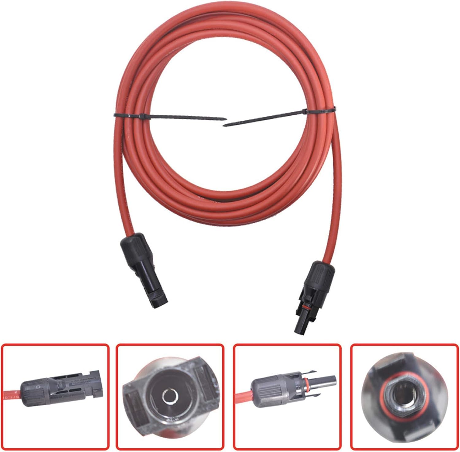 Black + Red 10 Gauge Solar Panel Extension Cable with Connector, Pack of 2 V6393