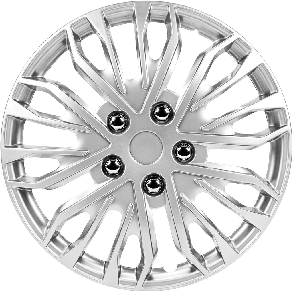 14 Inch Black and Silver Universal Hubcap Wheel Covers Set of 4 P296624