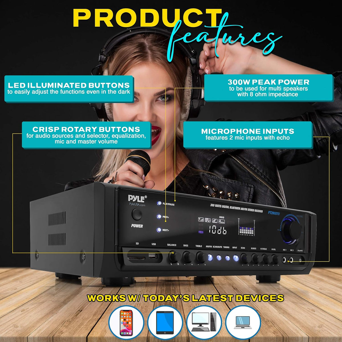 300W 4 Channel Bluetooth Power Amplifier X46603