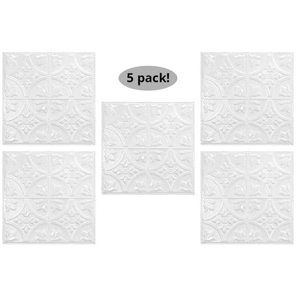 Bright White Satin 2 ft. x 2 ft. Nail Up Tin Ceiling Tile H737