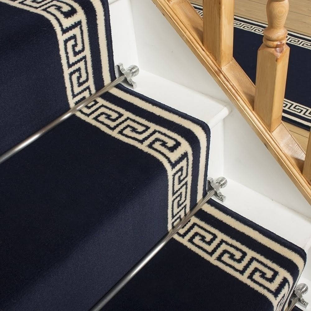 Key Blue Stair Carpet Runner 4 Foot L383