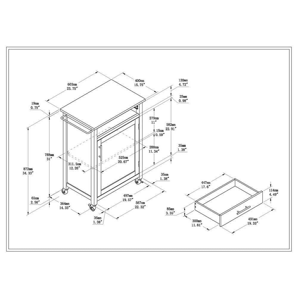 Black Single Kitchen Cart V927980