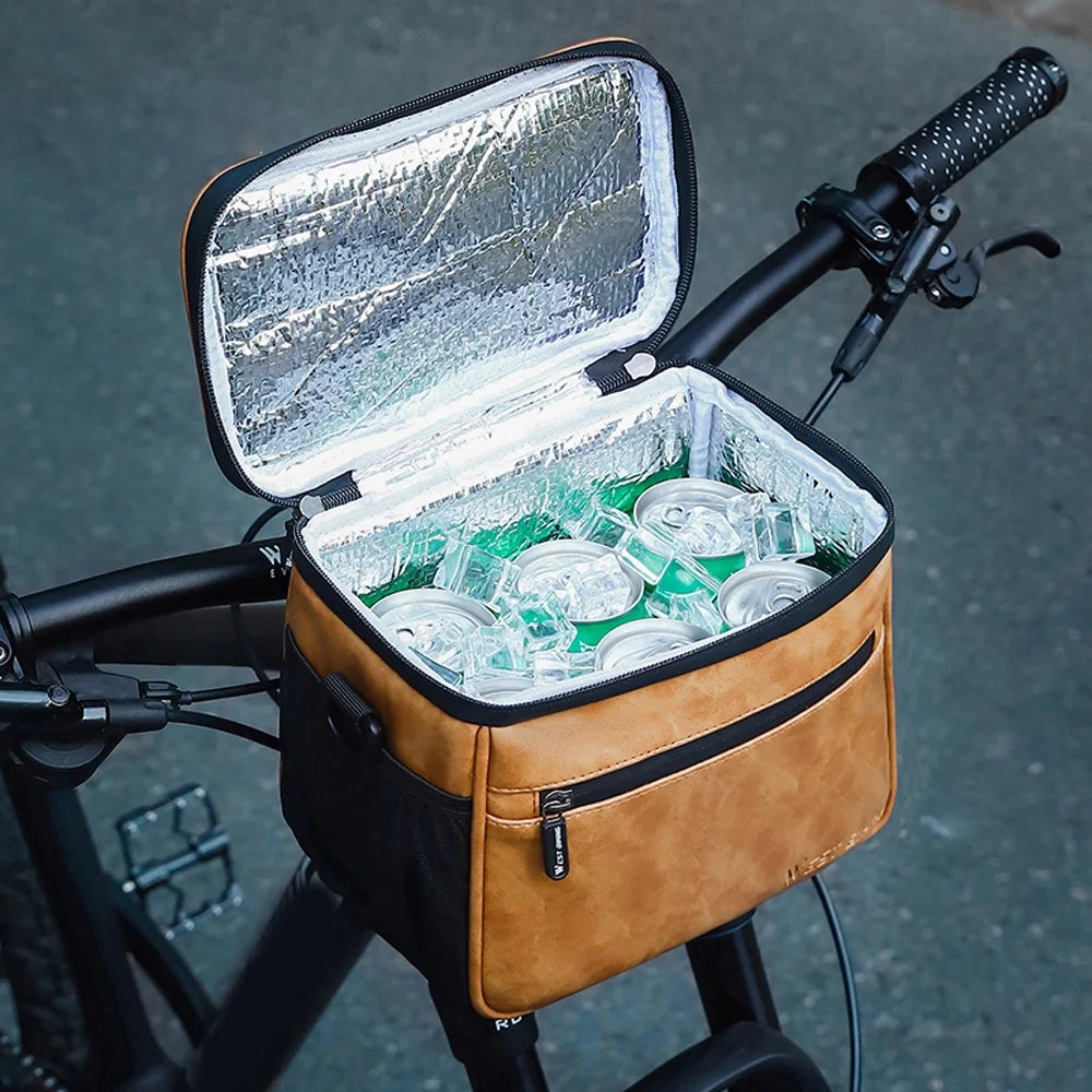 Waterproof PU Leather Bike Front Bag with Touchscreen Phone Holder F889