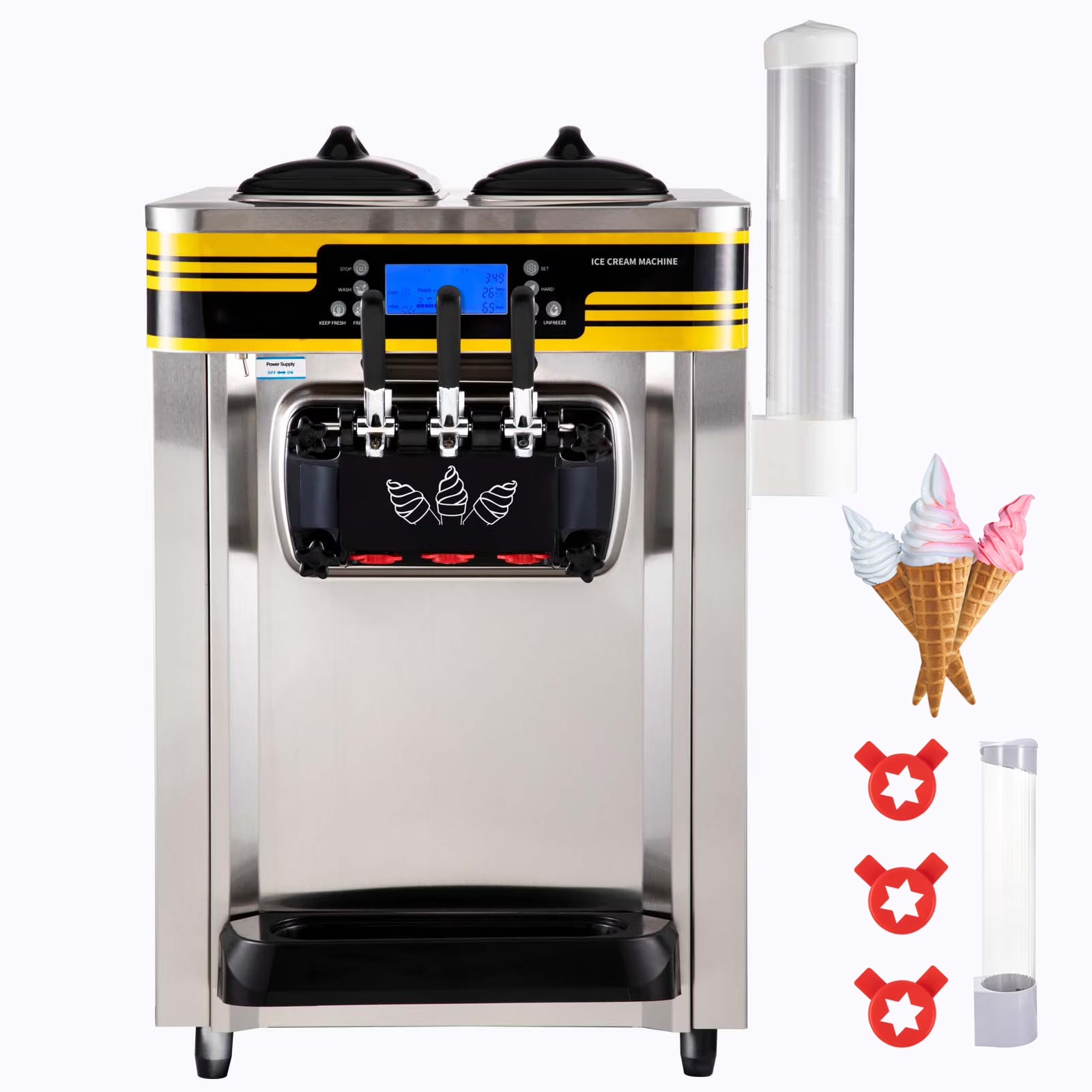 2350W Countertop Soft Serve Ice Cream Maker with 2x6L Hopper Q48775