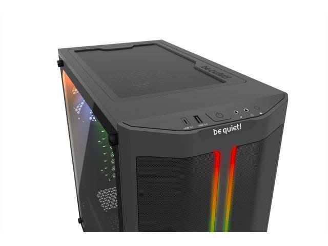 Black ATX Computer Case Midi Tower Tempered Glass R6840