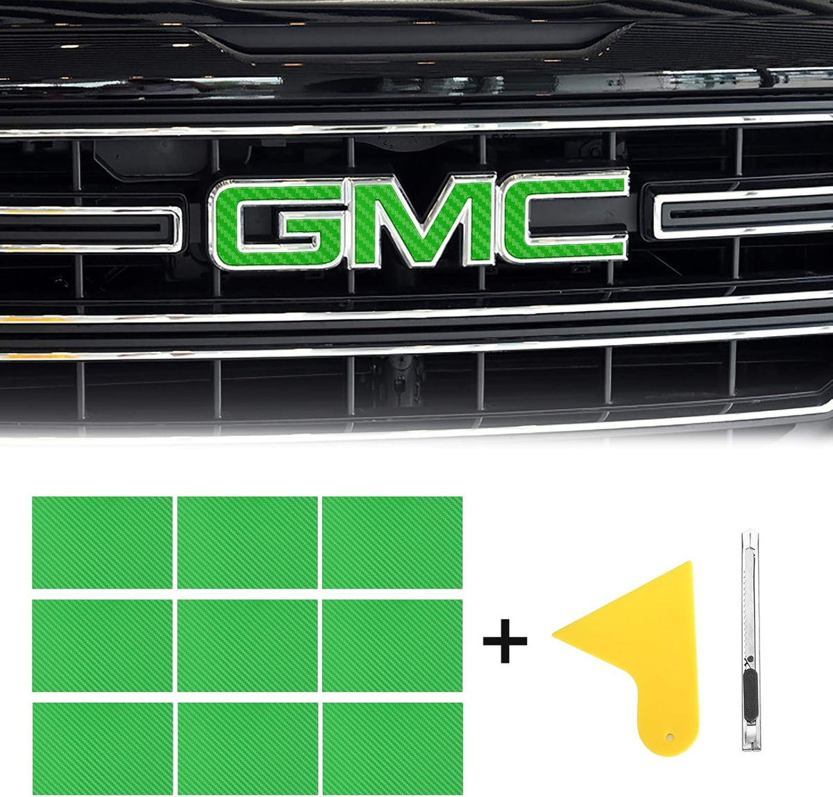9 Pcs Carbon Fiber Vinyl Wrap Emblem Kit A453
