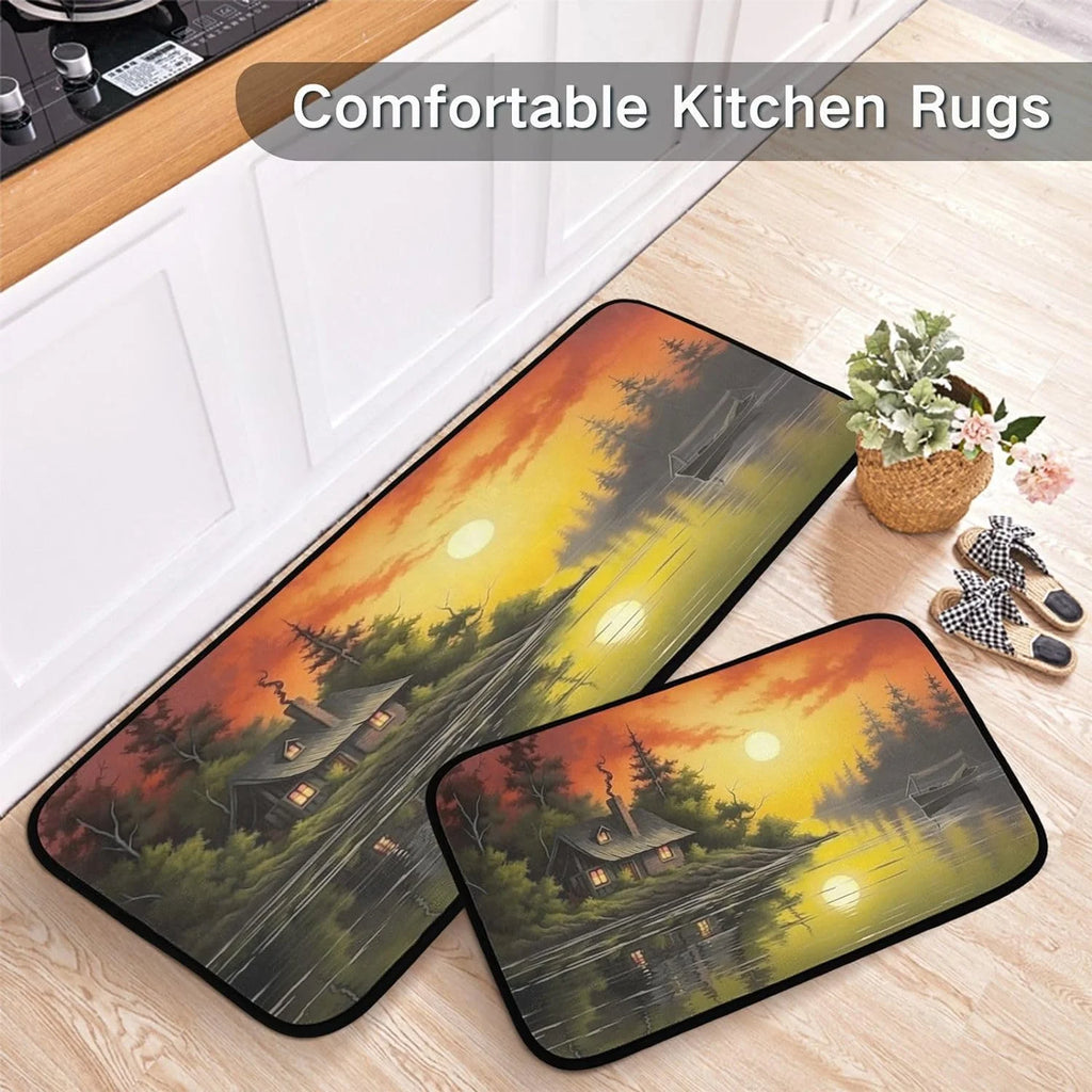 Kitchen Rug Set of 2, Non Slip Washable Anti-Fatigue Floor Mat M2226