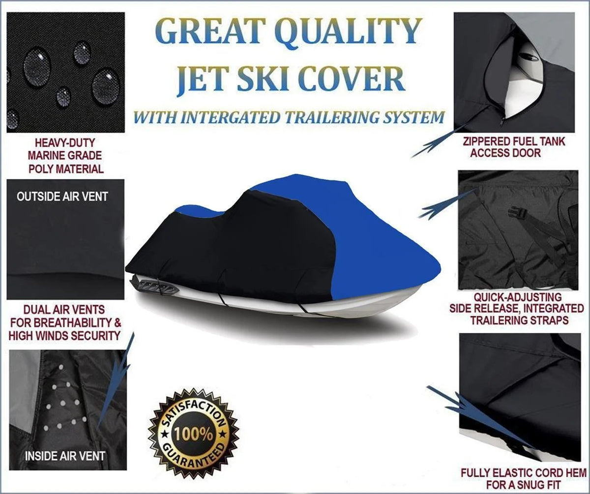 Black Blue Heavy Duty 600 Denier Jet Ski PWC Cover H714
