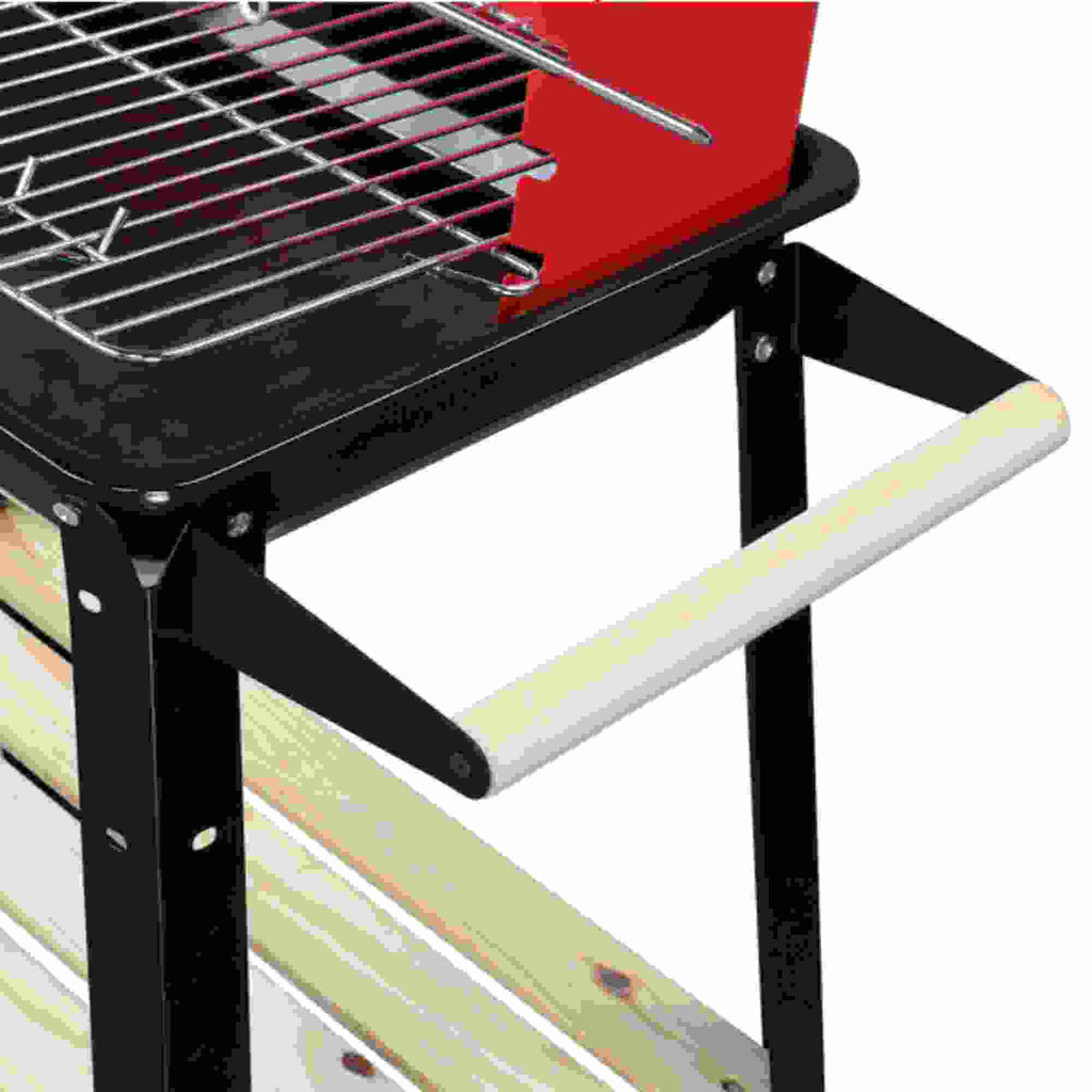 Black Red Enamel Charcoal Oven N549