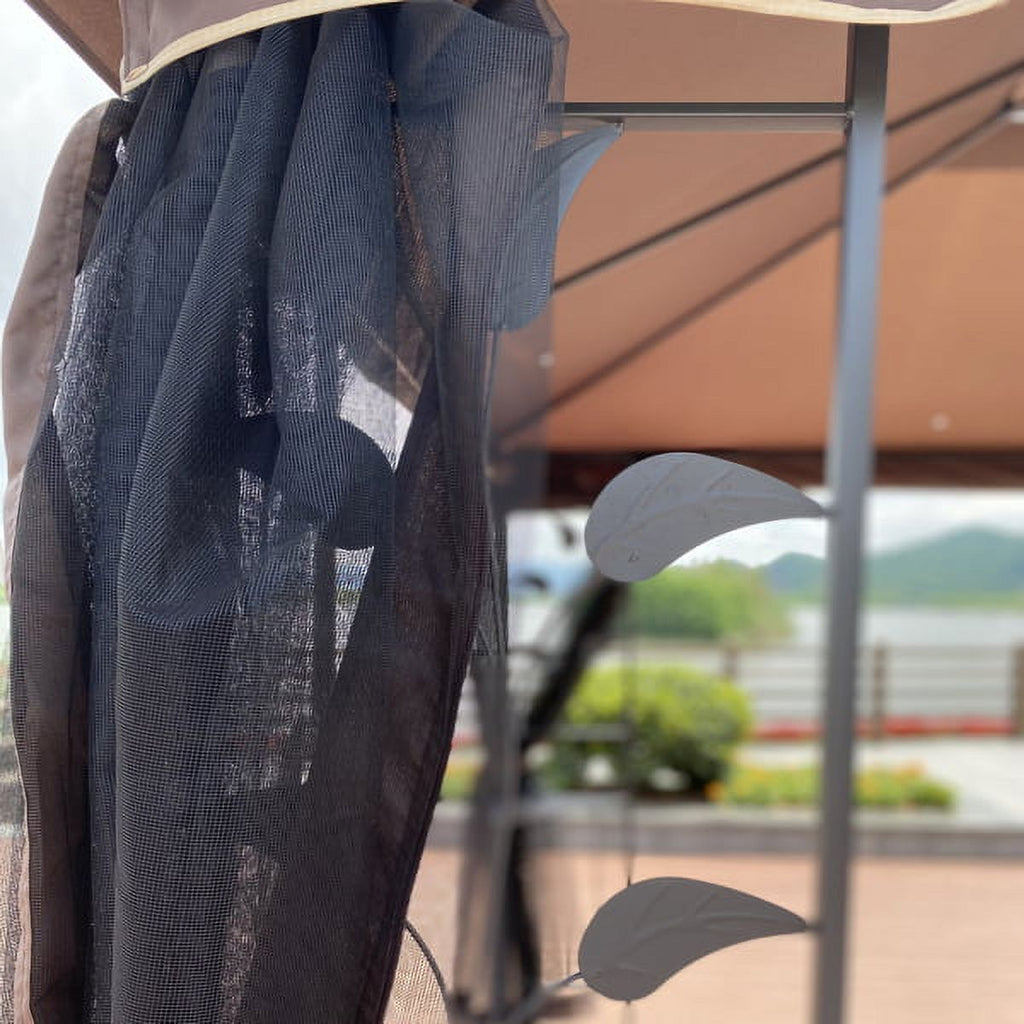 Brown Top Patio Gazebo Canopy Tent With Mosquito Net U6418