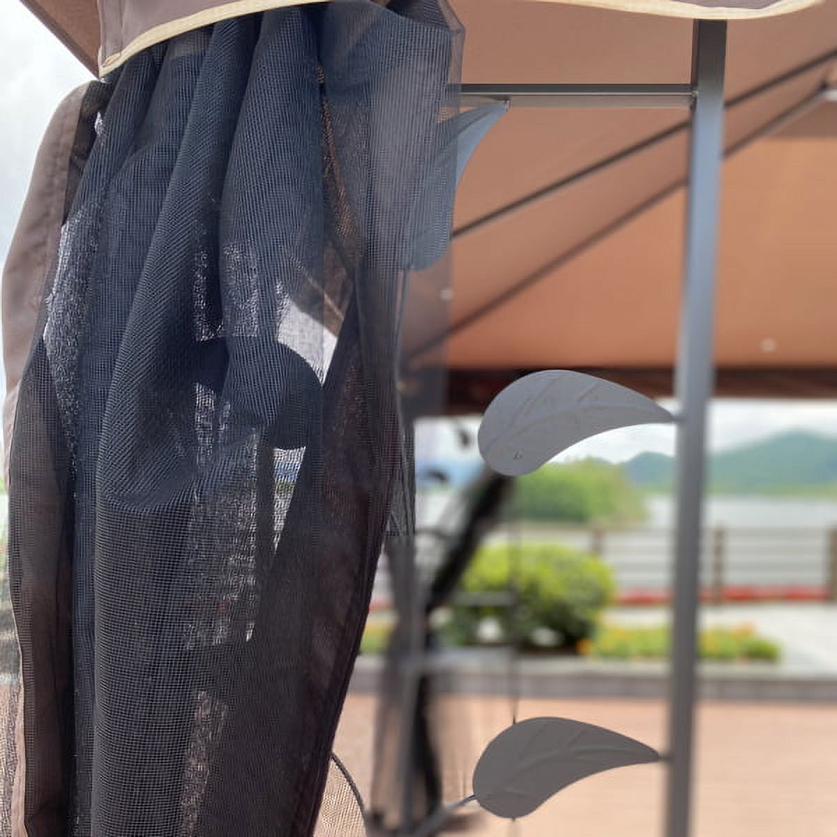 Brown Top Patio Gazebo Canopy Tent With Mosquito Net U6418