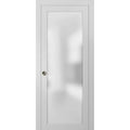Frosted Glass Pocket Door 36 x 80 Inches White Silk O413488