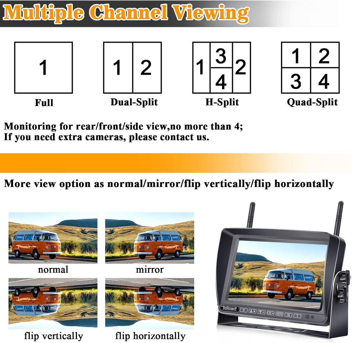 Wireless HD 1080P Backup Camera with 7" Touch Key DVR Monitor U25180