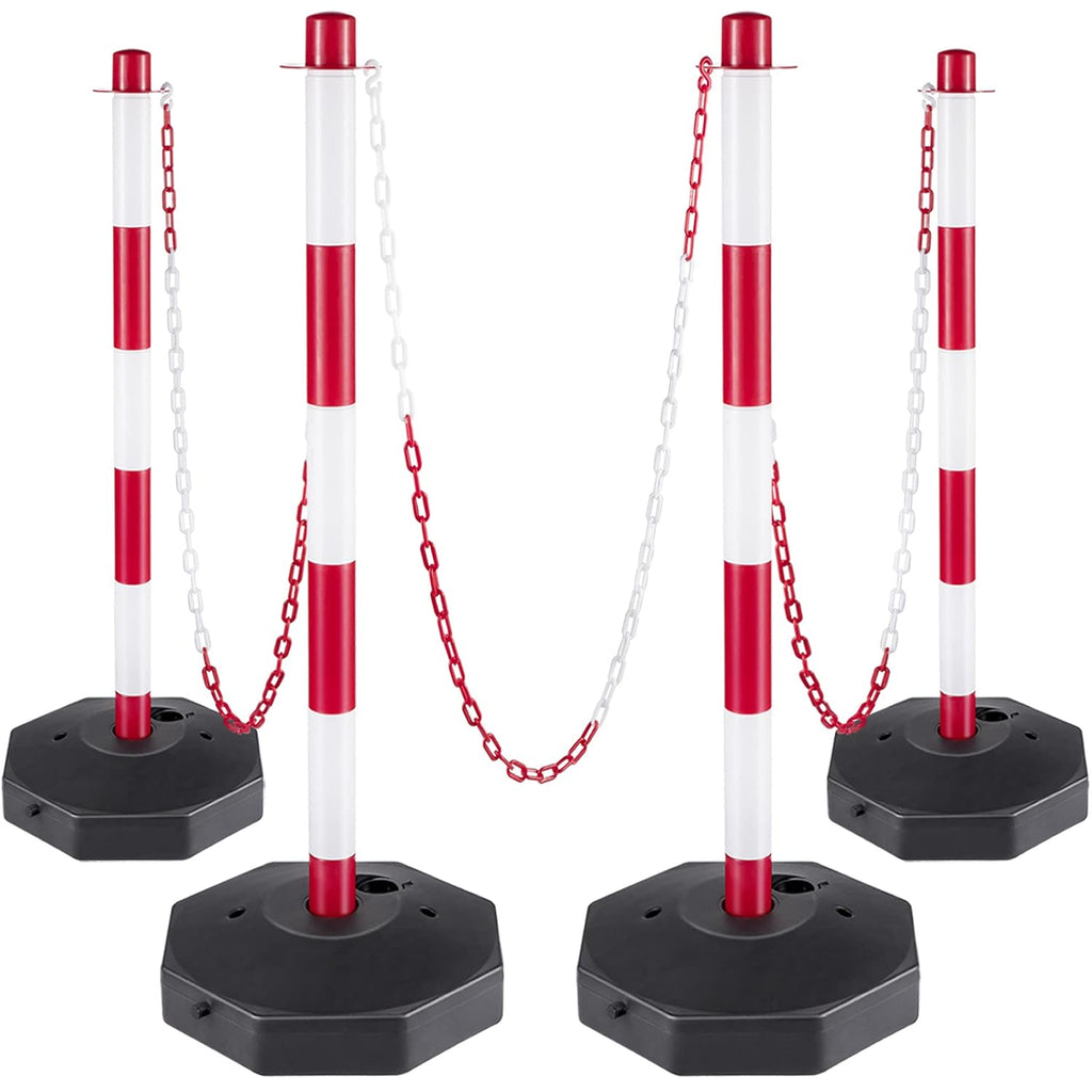 White PE Plastic Stanchion Kit with 32ft Chain and 8 S-Hooks W3588