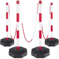 White PE Plastic Stanchion Kit with 32ft Chain and 8 S-Hooks W3588