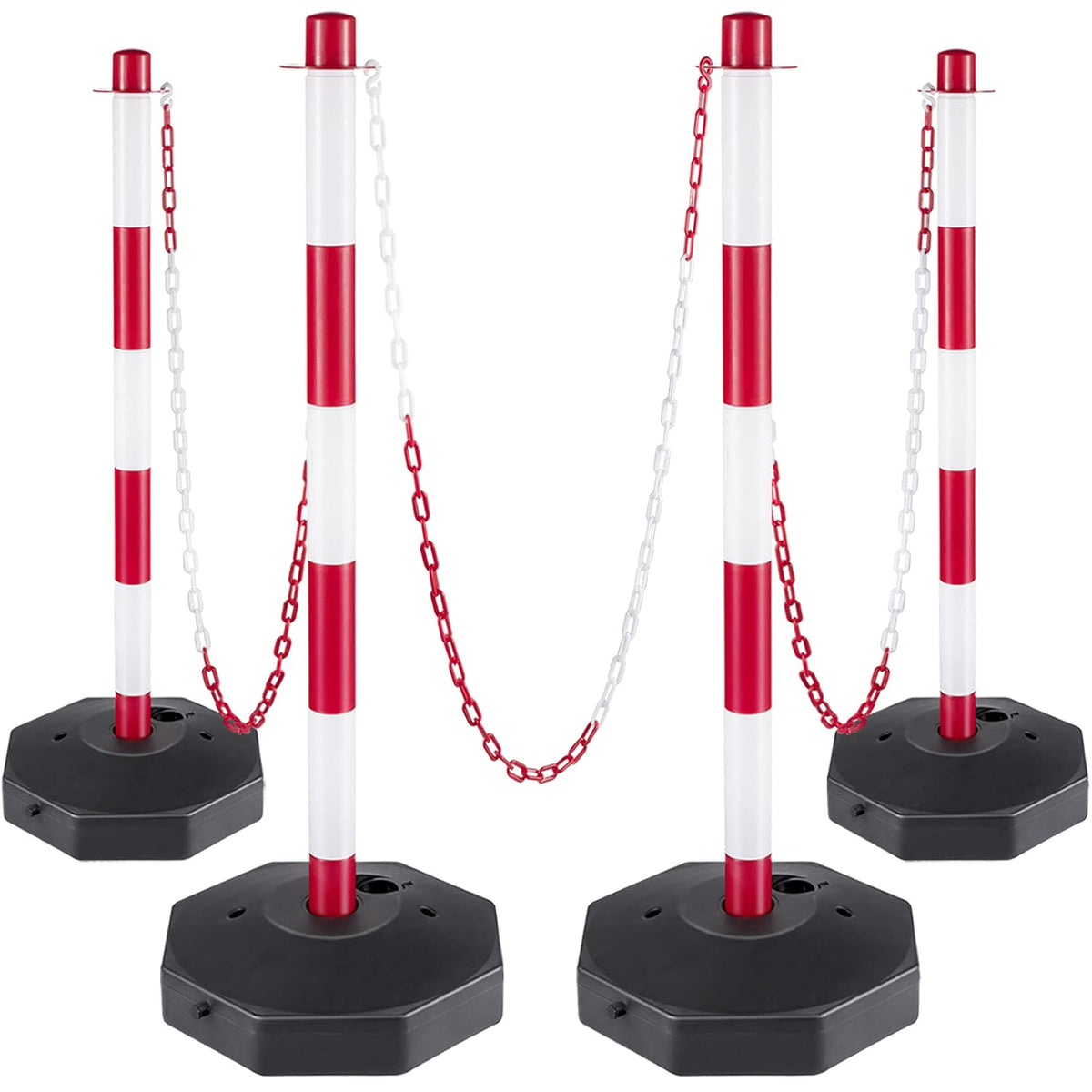 White PE Plastic Stanchion Kit with 32ft Chain and 8 S-Hooks W3588