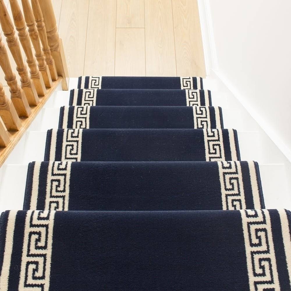 Key Blue Stair Carpet Runner 4 Foot L383