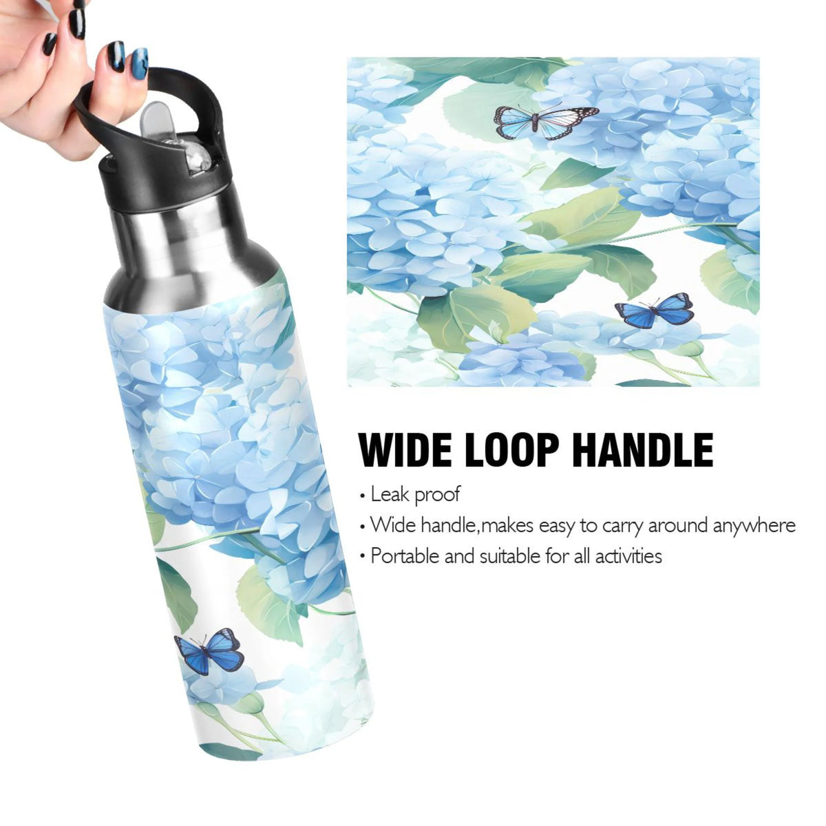 Stainless Steel Insulated Water Bottle with Straw Lid B14431