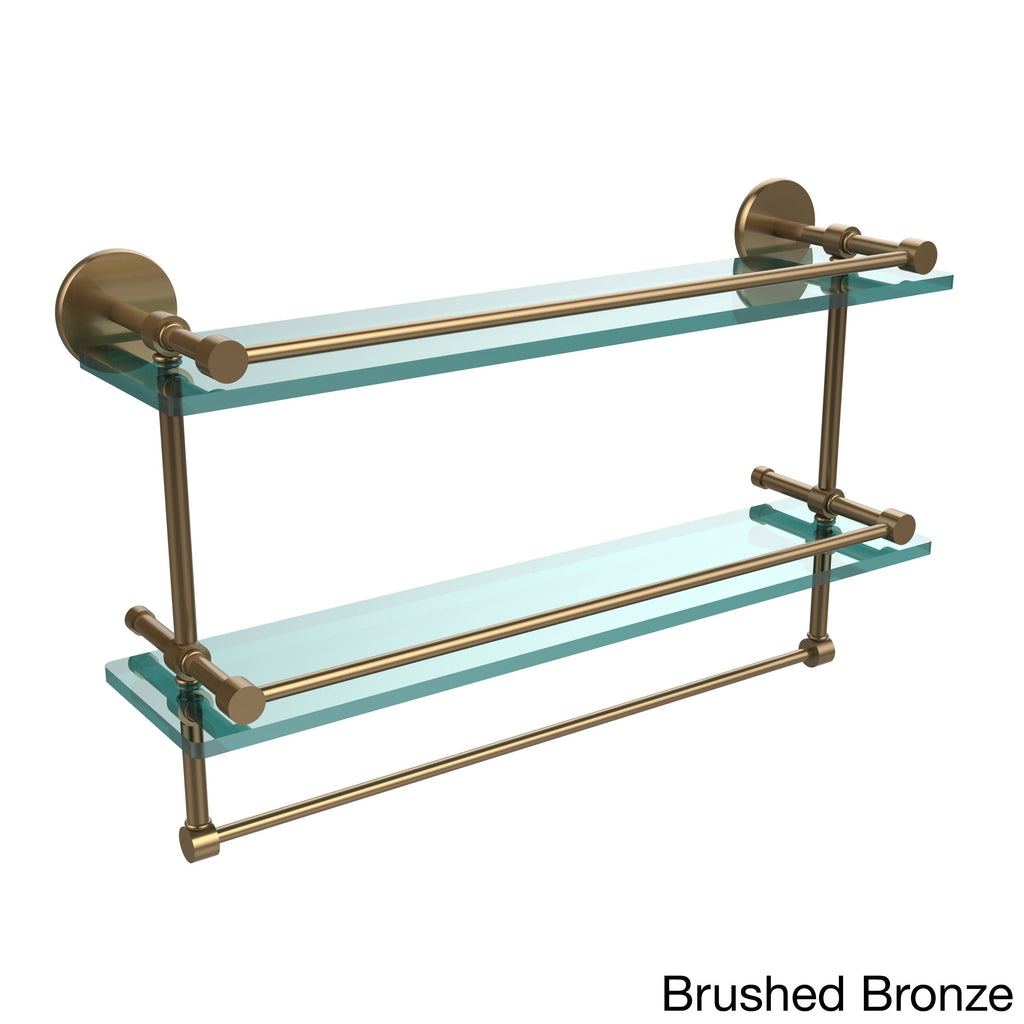Double Glass Shelf with Towel Bar - Brushed Bronze - 22 inch G734