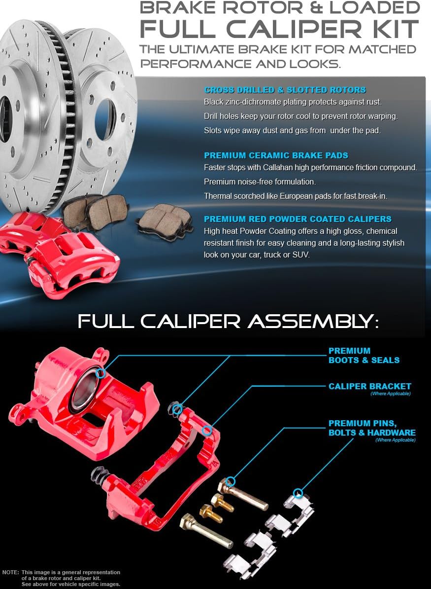 Red Powder Coated Caliper Assembly Set Kit I5031