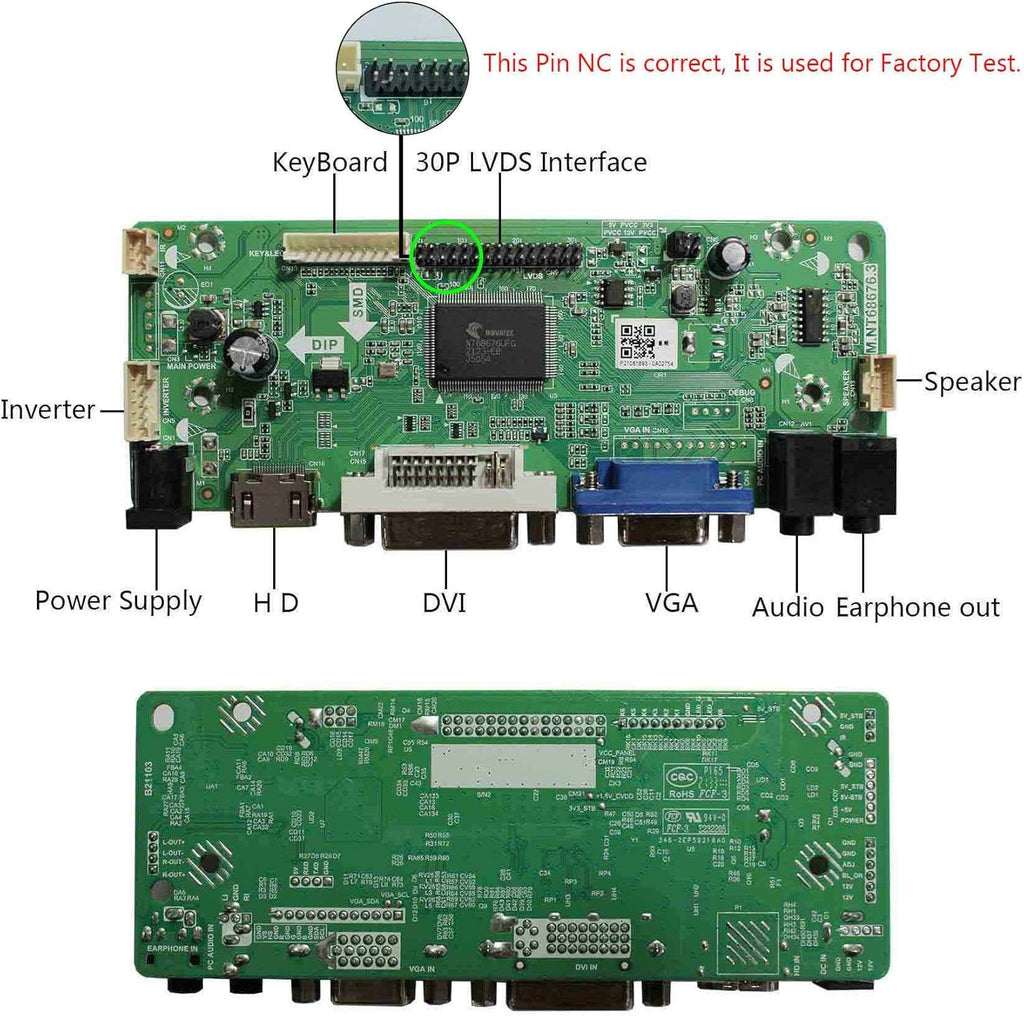 LCD Controller Board for 17 19 1280x1024 LCD Screen Panel E51182