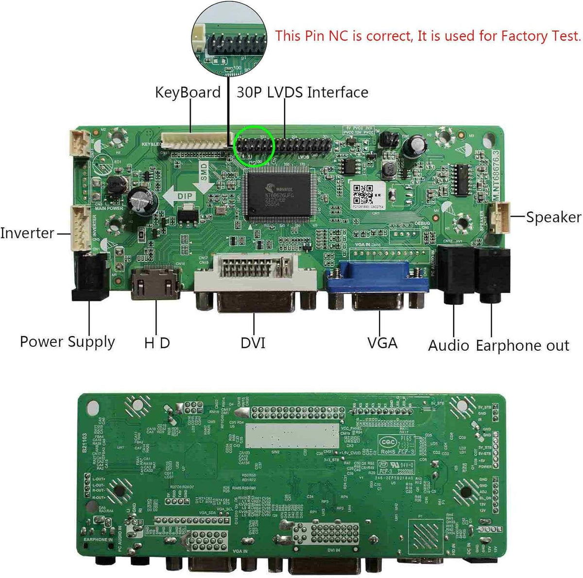 LCD Controller Board for 17 19 1280x1024 LCD Screen Panel E51182