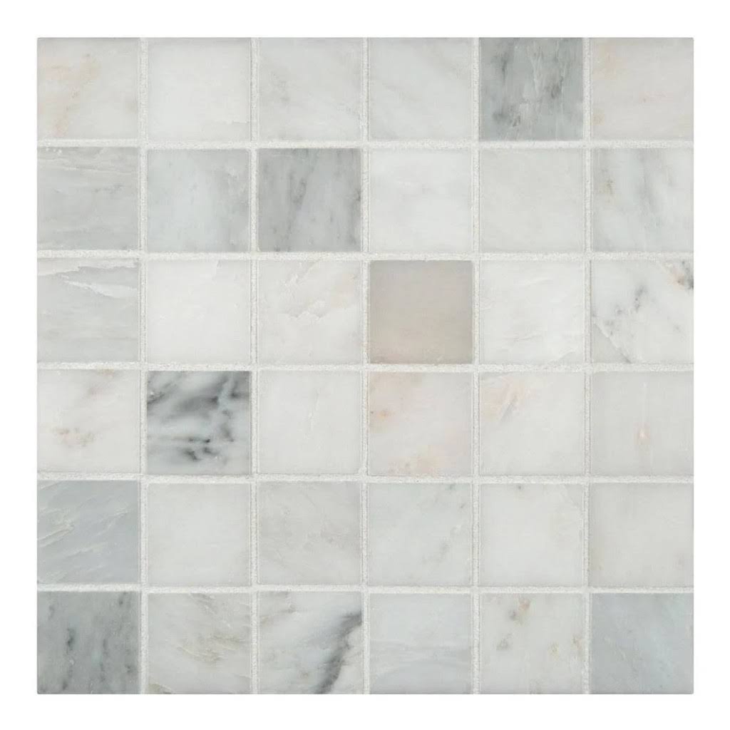 White 12 in. x 12 in. x 10 mm Honed Marble Mosaic Tile P262