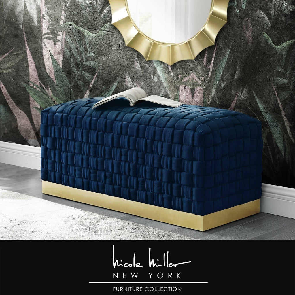 Lilac Gold Velvet Bench with Stainless Steel Base J7981