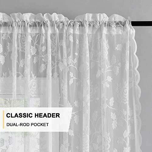 Grey Lace Curtains 84 Inches Long 2 Panels Set, 52 x 84 Inch F300