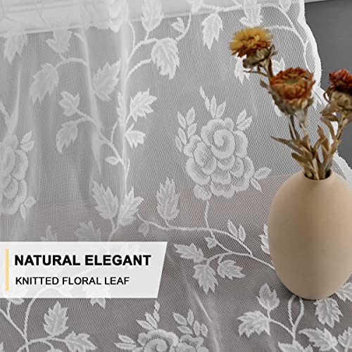 Grey Lace Curtains 84 Inches Long 2 Panels Set, 52 x 84 Inch F300
