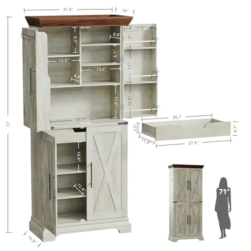 9 Shelves 4 Barn Doors Kitchen Pantry Cabinet Q8317