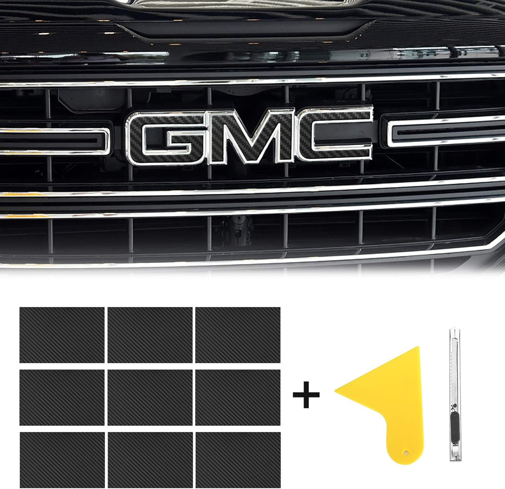 9 Pcs Carbon Fiber Vinyl Wrap Emblem Kit A453