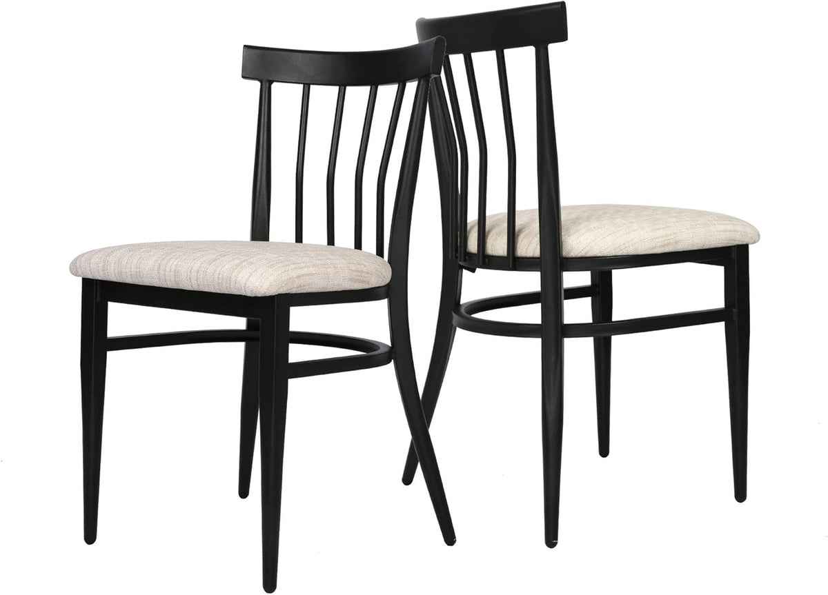 2 Set Dining Side Chairs with Wooden Seat and Metal Legs M339053