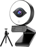 1080P Webcam with Ring Light and Tripod, Stereo Microphone W7791
